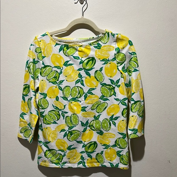 TALBOTS Small Petite Lemon Print 3/4 Sleeve Shirt - Picture 1 of 5
